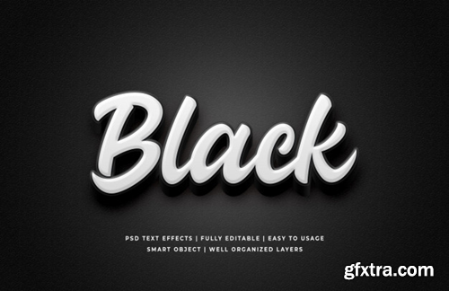 White black 3d text style effect Premium Psd