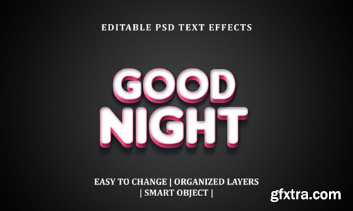 Good night 3d text effect Premium Psd