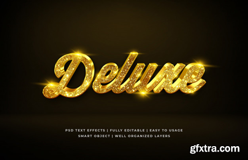 Gold deluxe luxury 3d text style effect Premium Psd