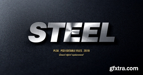 Steel 3d text style effect Premium Psd