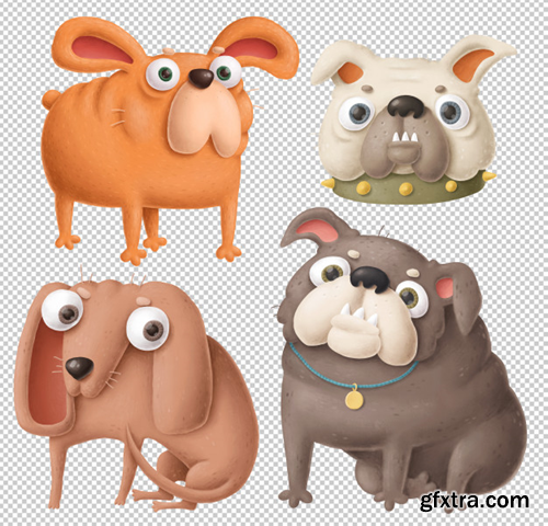 Funny dogs clipart Premium Psd