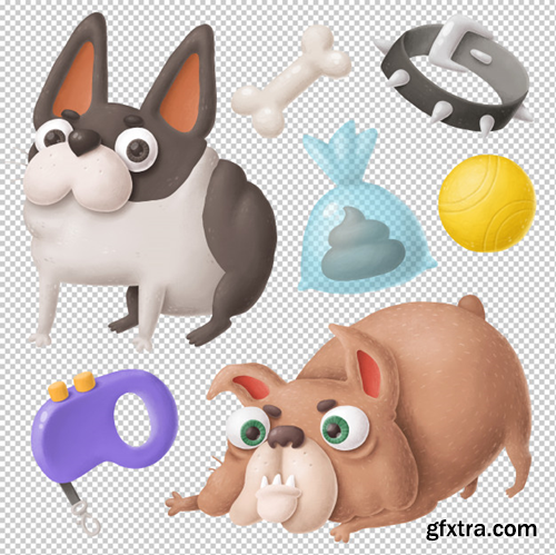Funny dogs clipart set Premium Psd