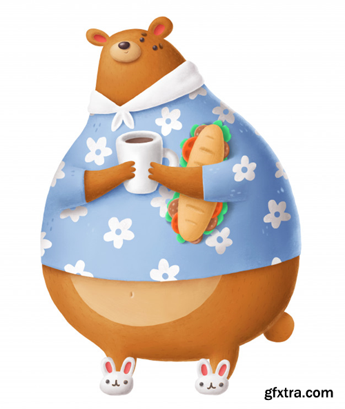 Cute bear with sandwich Premium Photo
