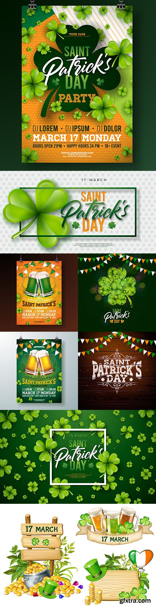 Saint Patrick \'s day with leaves clover design flyer