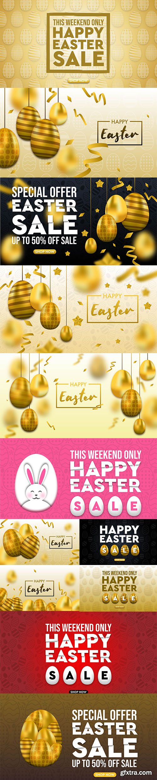 Happy Easter Sale Promotion Design Banner Set