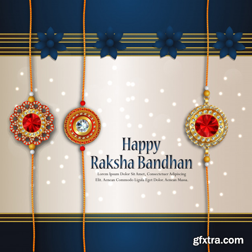 Rakhi card design for happy raksha bandhan celebration Premium Vector