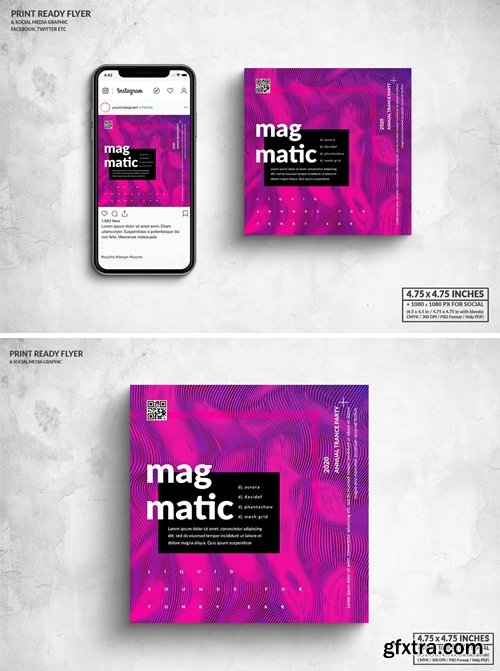 Magmatic Music Square Flyer & Social Media Post