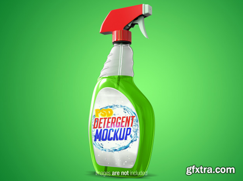 Transparent cleaning spray perspective view Premium Psd