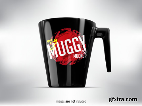 Black mug psd mock-up front view Premium Psd