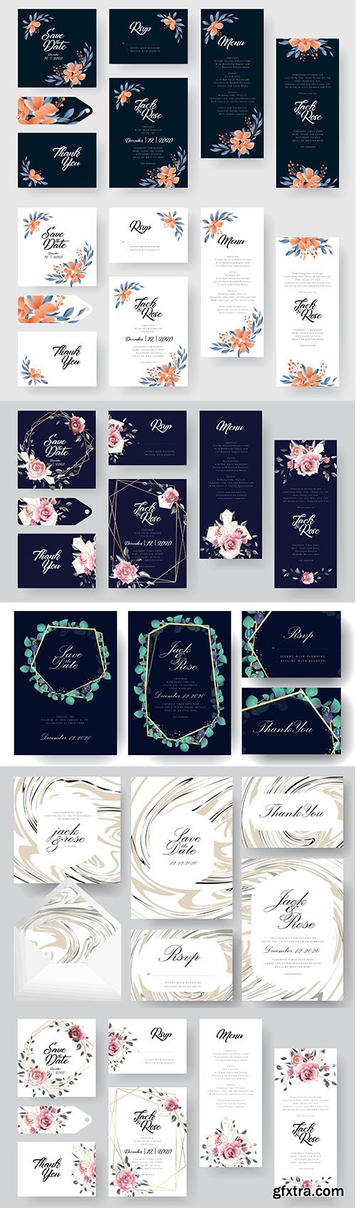 Modern Floral Wedding Invitation Card Collection