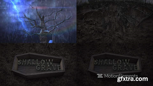 MotionElements Shallow Grave - Buried Coffin Cemetery Logo Stinger 10493545