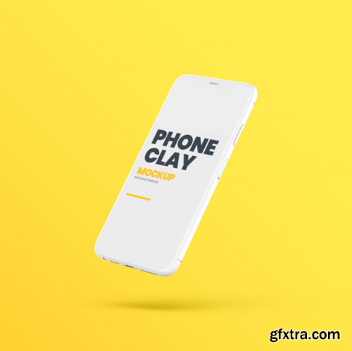 Flying clay phone device mockup Premium Psd