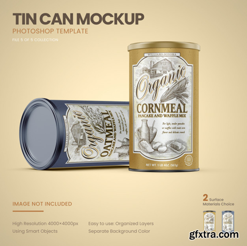 Two large tin cans standing mockup Premium Psd