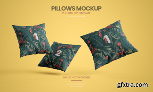 Flying pillows mockup set Premium Psd