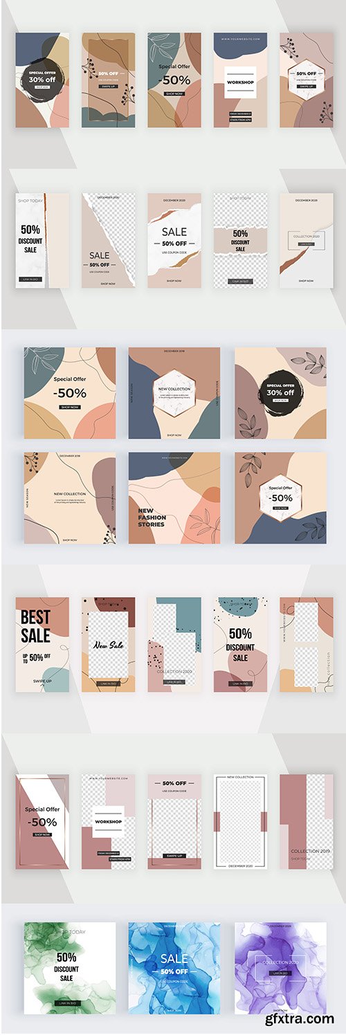 Editable Social Media Stories and Banners Vector Pack