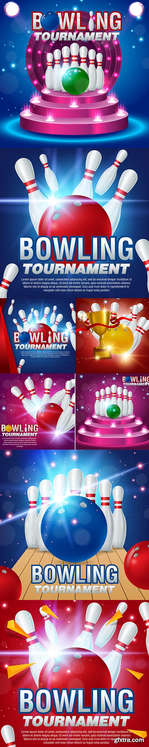 Bowling Realistic Illustration Background Pack