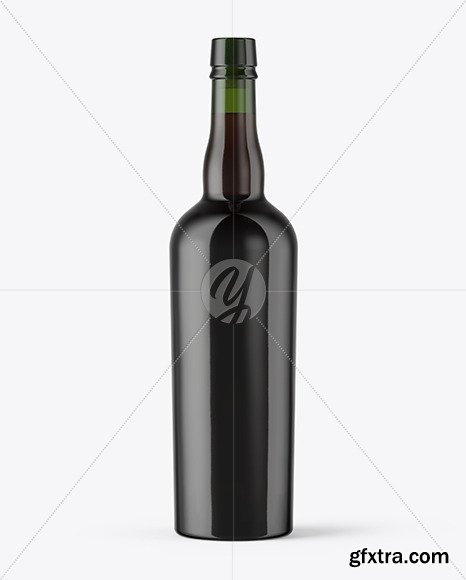 Green Glass Port Wine Bottle Mockup 56455