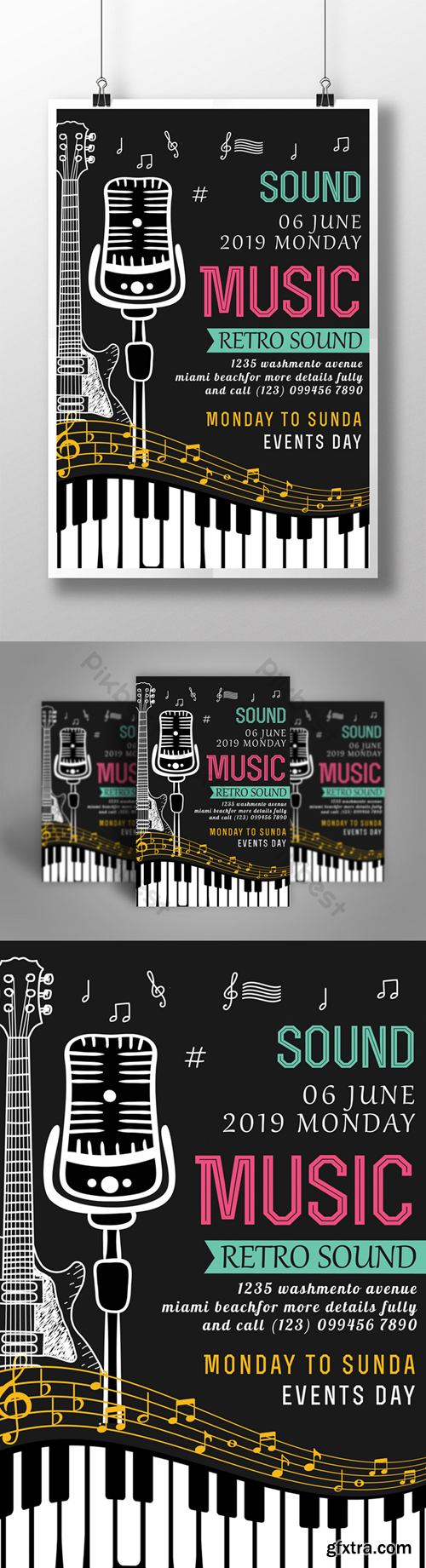 Chalkboard Music Sound Flyer Template Template PSD