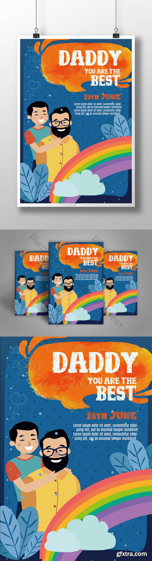 happy sweet fathers\' day poster Template AI