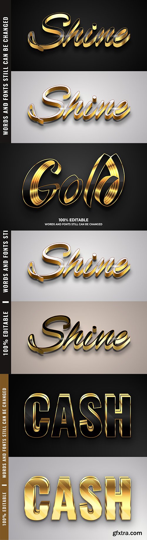 Editable font gold effect text collection illustration
