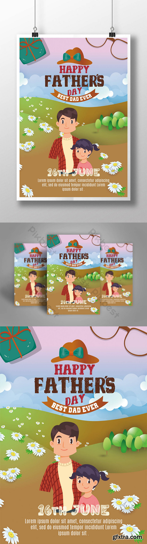 happy sweet fathers\' day poster Template AI