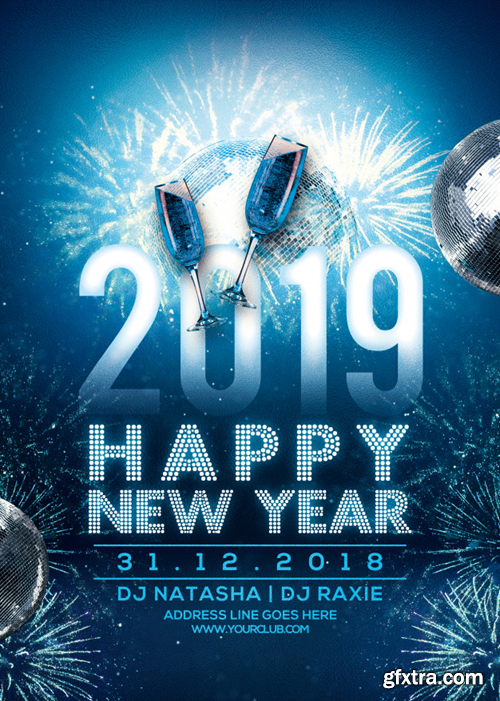 New year party poster 2019 Premium Psd
