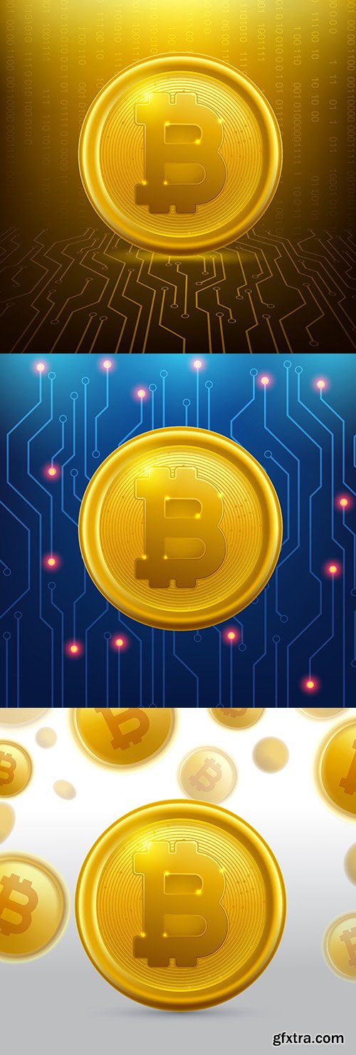 Golden Bitcoin Digital Currency Backgrounds