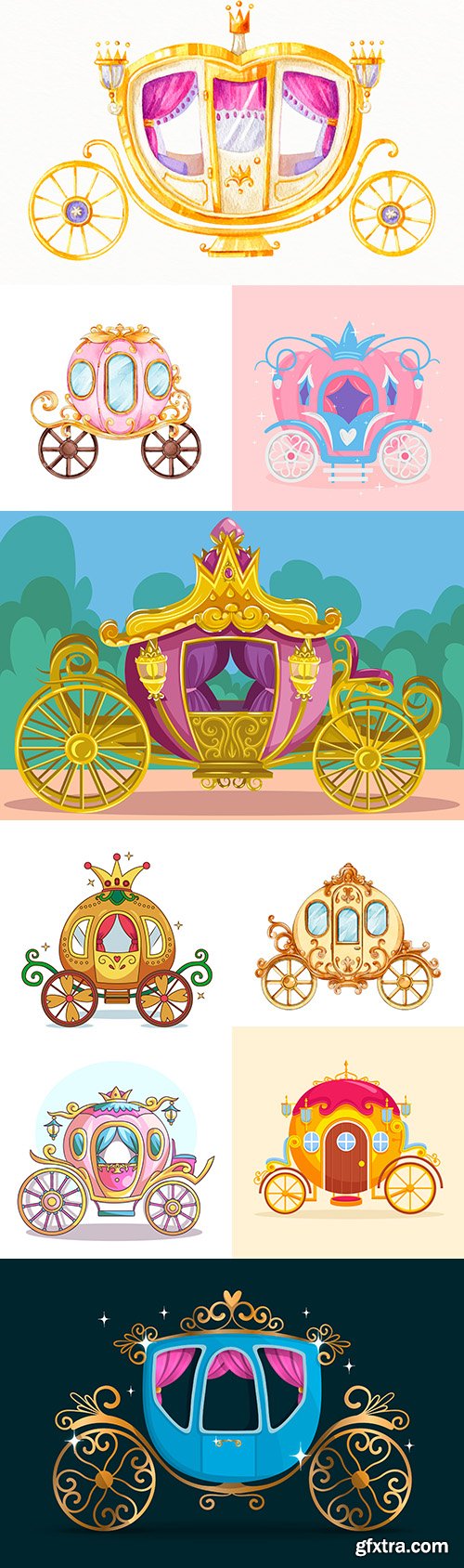 Fabulous carriage for princess collection illustrations