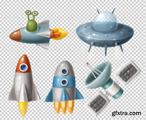 Space transport cartoon clipart Premium Psd