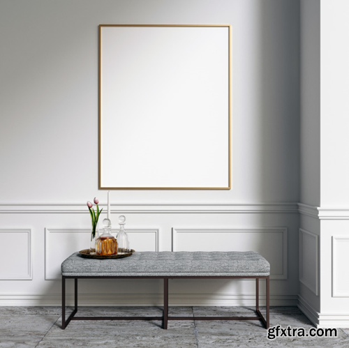 Poster mockup frame mockup in interior with decorations Premium Photo