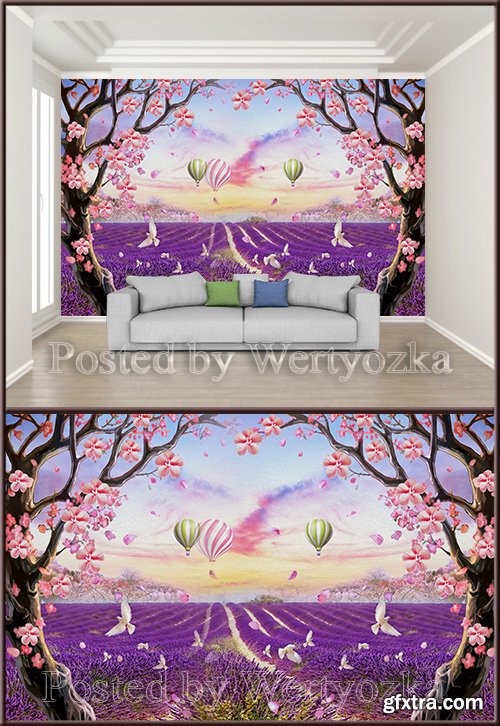 3D psd background wall beautiful romantic lavender