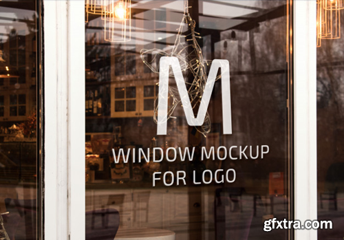Elegant window mockup for logo Premium Psd