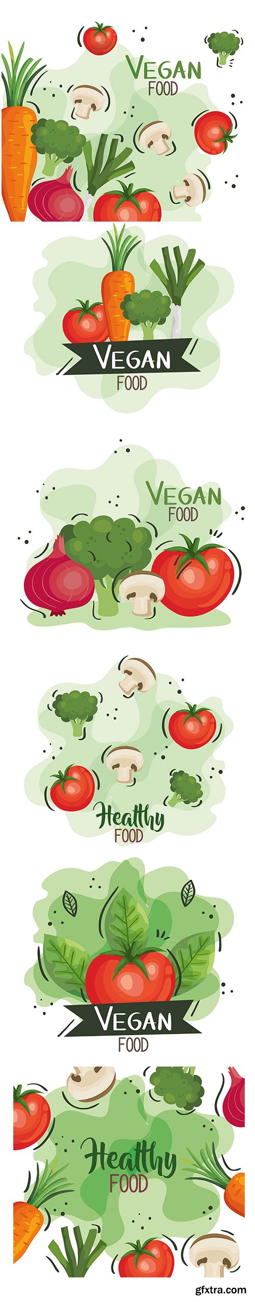 Vegan Food Poster with Vegetables Set