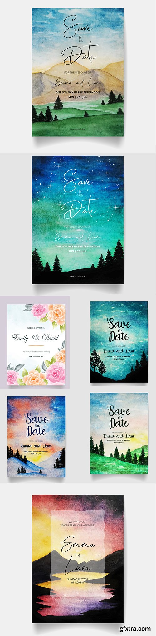 Save Date Wedding Invitation Watercolor Card
