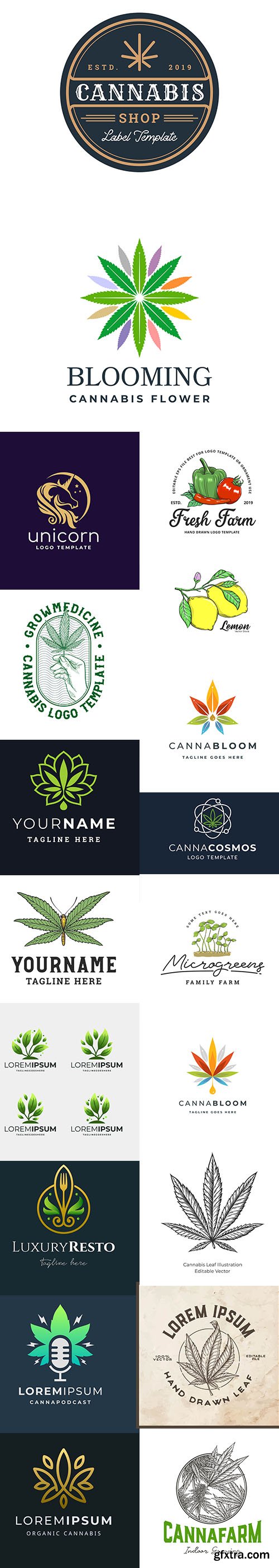 Cannabis Hemp and other Natural Logo Template Bundle