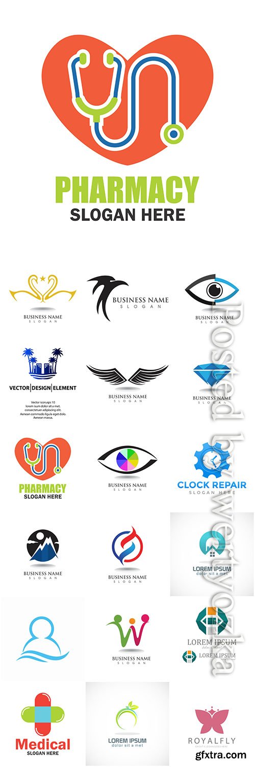 Logos in vector, business icons, emblems, labels