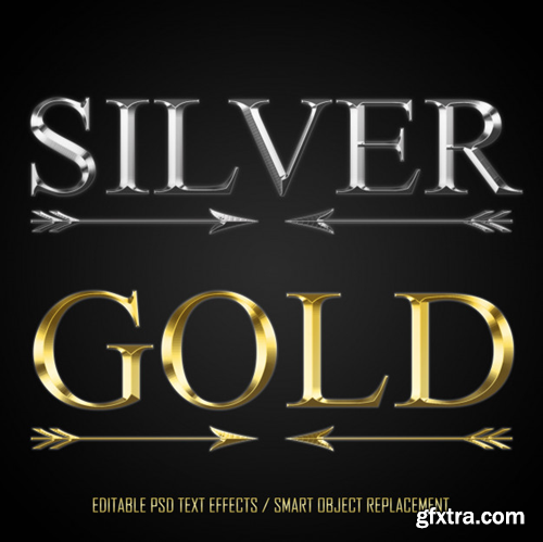 Silver and gold editable text Premium Psd