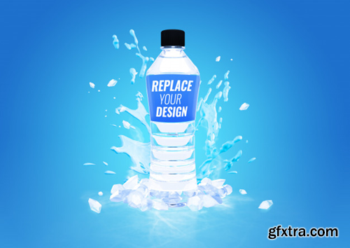 Plastic bottle cool water splash mockup advertising Premium Psd
