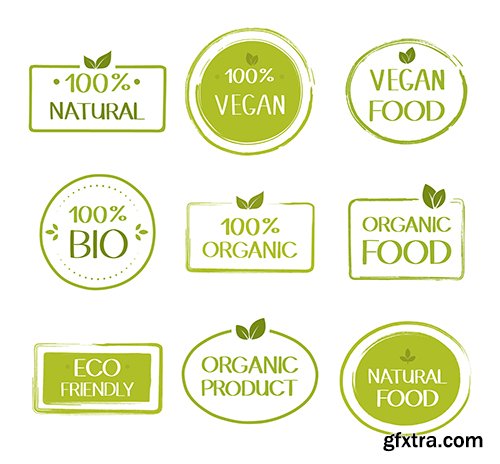 Organic Healthy Vegan Food Labels Collection
