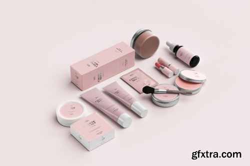 Cosmetic product doby pack and sachet mockups Premium Psd