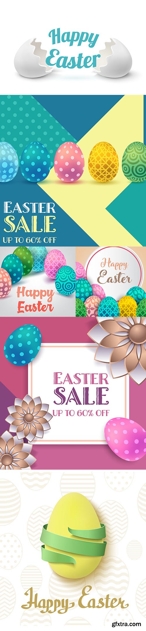 Happy Easter Background Template and Sale Offer Illustration