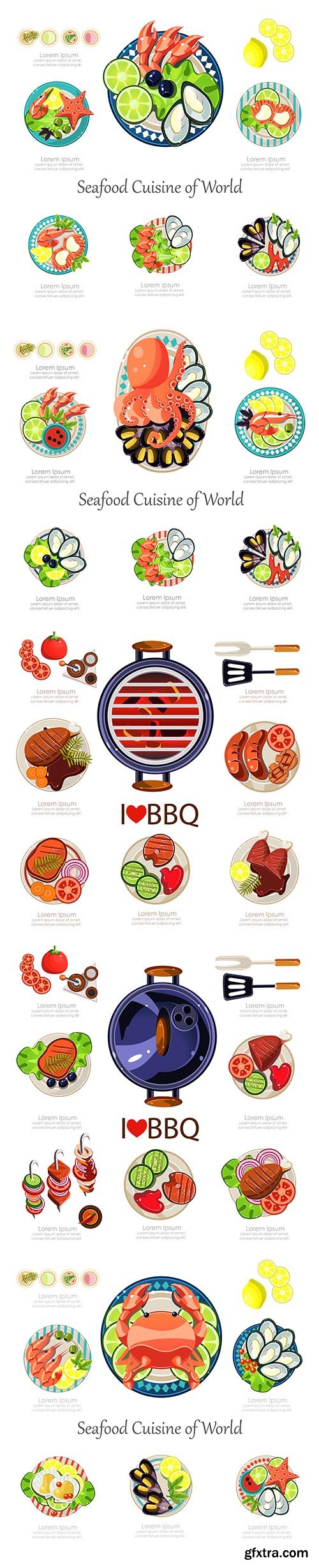 BBQ and Seafood Design Set Infographic