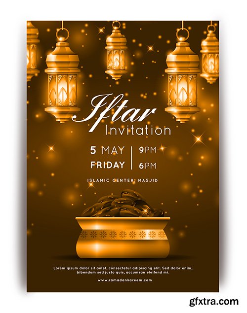 Invitations to Iftar design realistic template