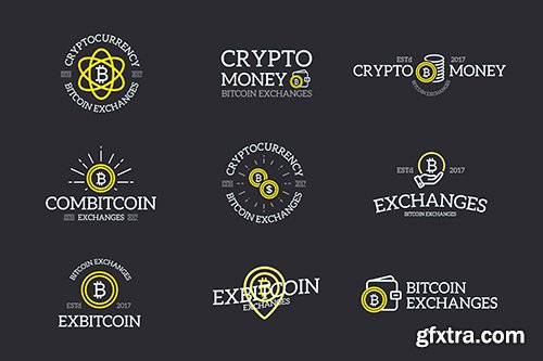 Set of Bitcoin Cryptocurrency Labels