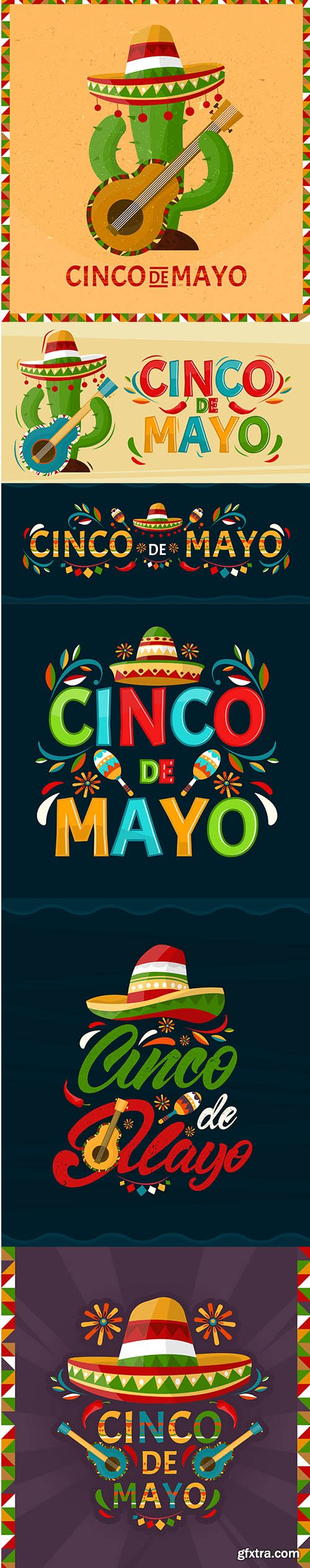 Cinco de Mayo Holiday Mexico Illustrations Set