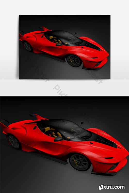 C4D model red sports car Decors & 3D Models Template C4D