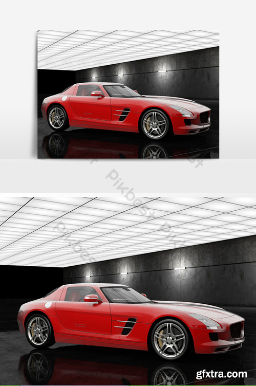 C4D model red coupe model Decors & 3D Models Template C4D