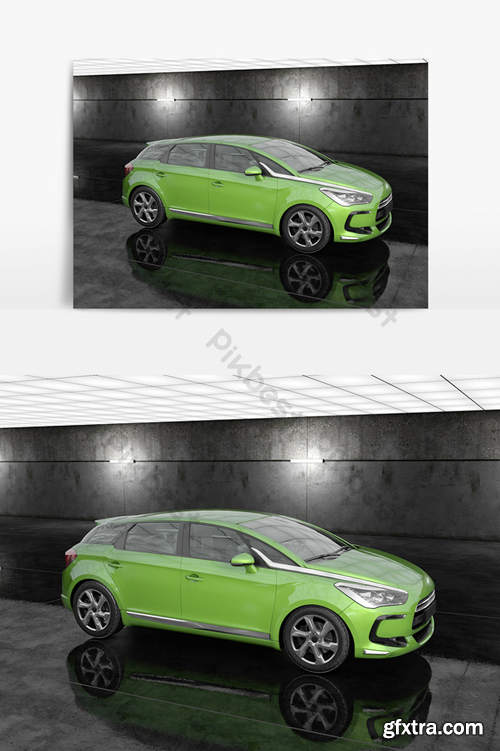 C4D model light green home sedan default renderer Decors & 3D Models Template C4D