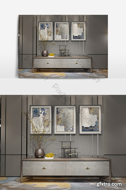 Simple and elegant TV background wall TV cabinet combination model Decors & 3D Models Template MAX