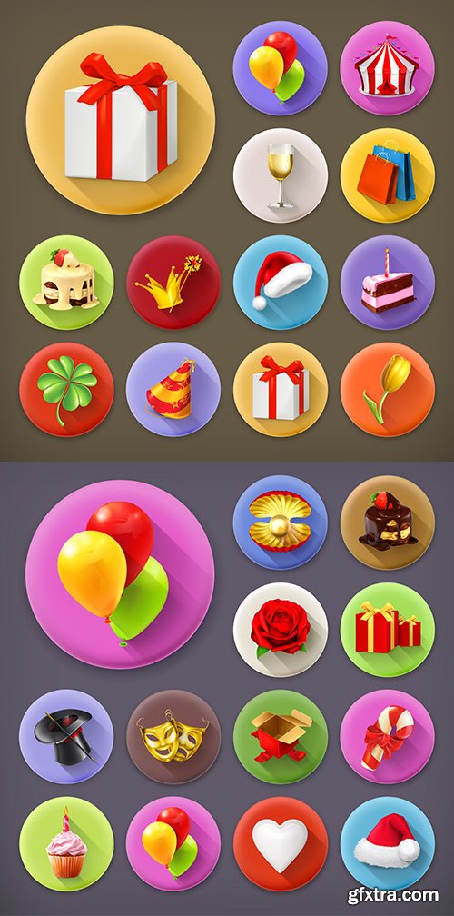 Holiday Gifts Long Shadow Icon Set